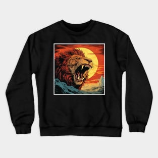 Lion Cartoon Vintage Comics Lion Artwork Crewneck Sweatshirt